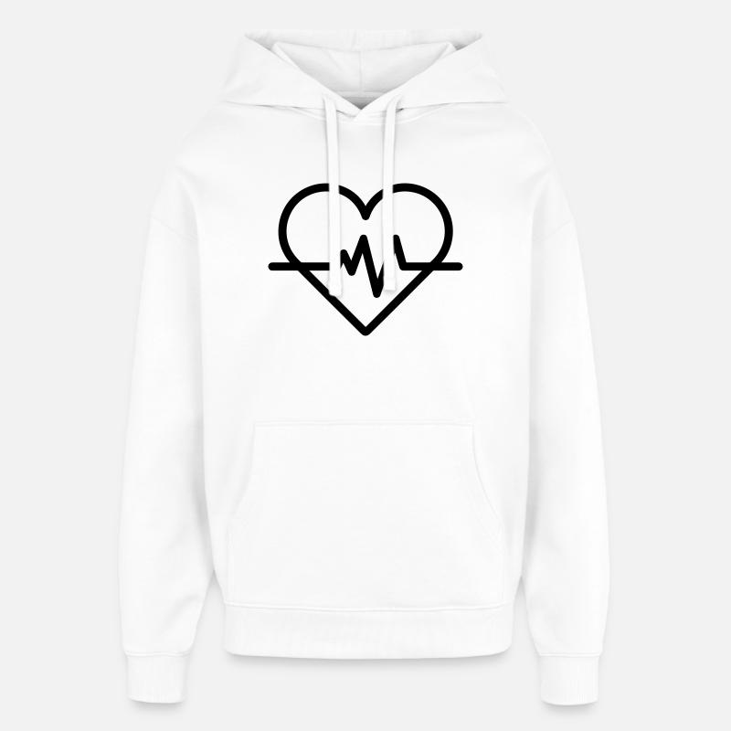 rythme cardiaque - Sweat à capuche unisexe Stanley/Stella Oversized - blanc
