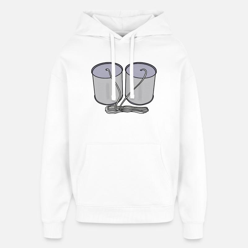 Tin Can Telephone - Oversized Unisex Hoodie by Stanley/Stella - white