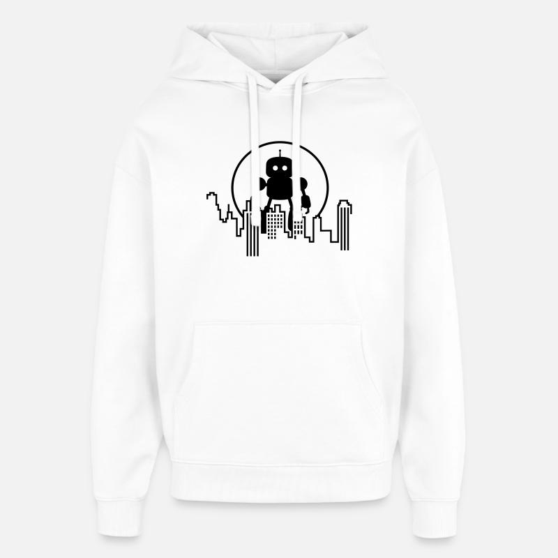 Futuristische Robot Skyline – Android - Oversized Unisex Hoodie von Stanley/Stella - Weiß