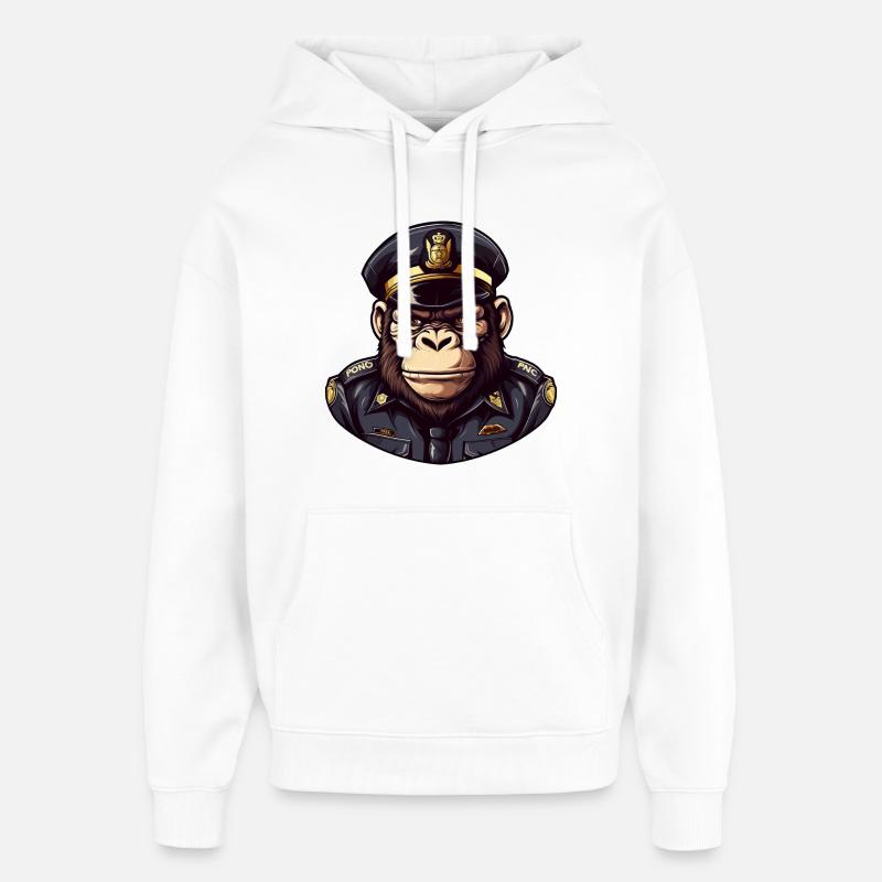Singe policier - Sweat à capuche unisexe Stanley/Stella Oversized - blanc