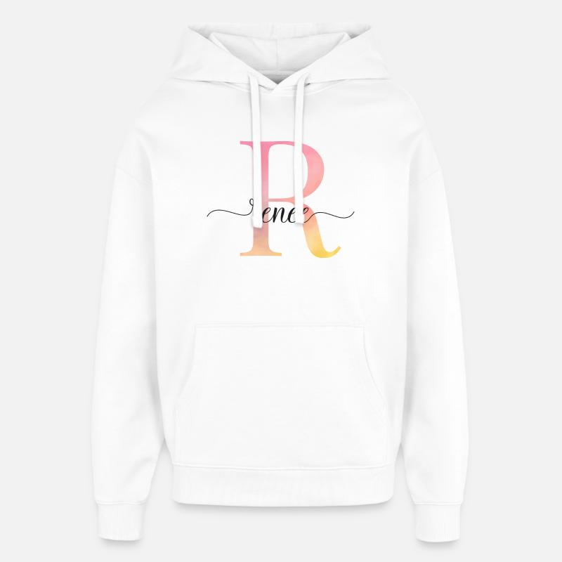 L | Monogramme | Nom | Renée |Aquarelle - Sweat à capuche unisexe Stanley/Stella Oversized - blanc
