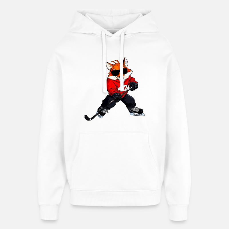 Renard de hockey sur glace - Sweat à capuche unisexe Stanley/Stella Oversized - blanc