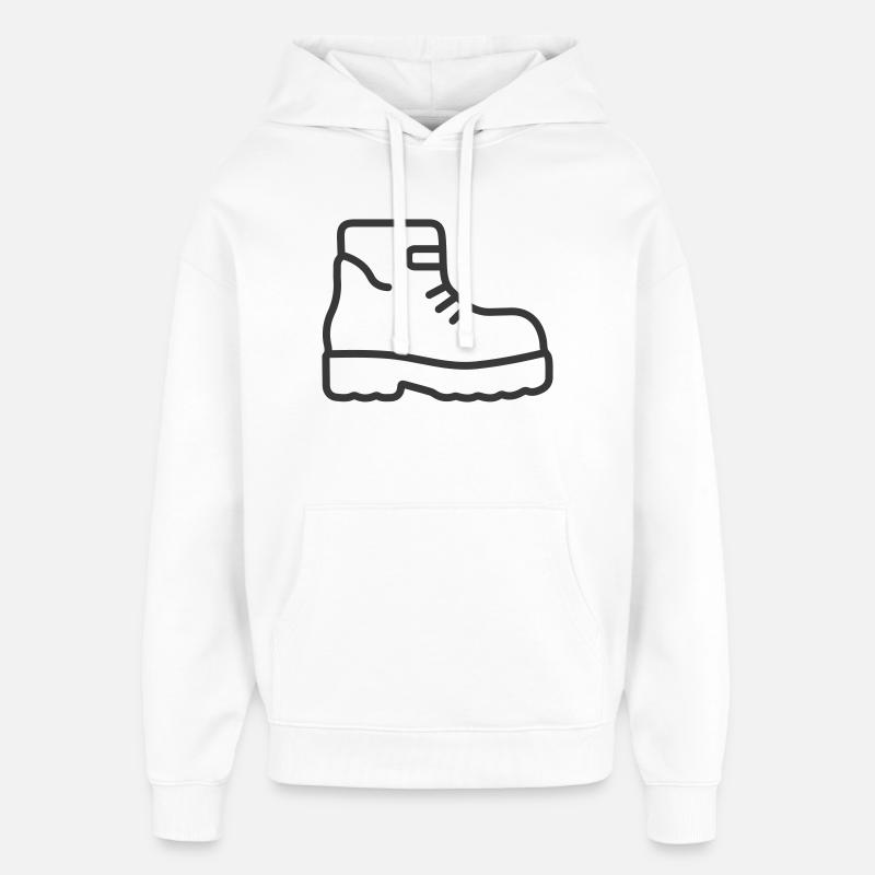 Icône de chaussure de randonnée - Sweat à capuche unisexe Stanley/Stella Oversized - blanc