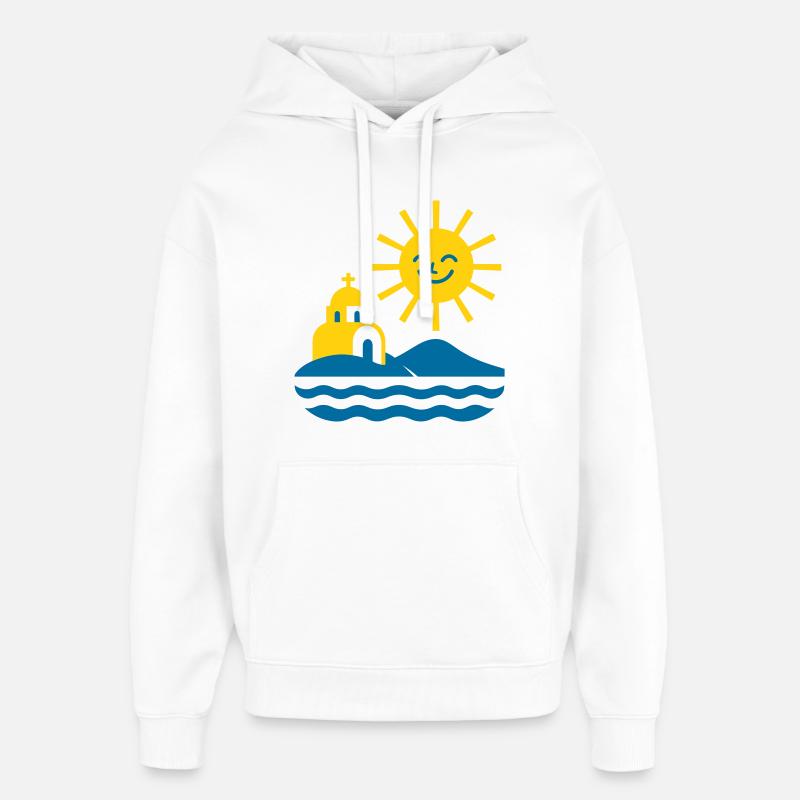 Grèce Soleil et Mer - Sweat à capuche unisexe Stanley/Stella Oversized - blanc