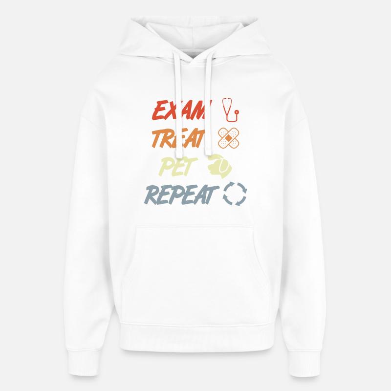 Examen Traiter Pet Répéter - Sweat à capuche unisexe Stanley/Stella Oversized - blanc