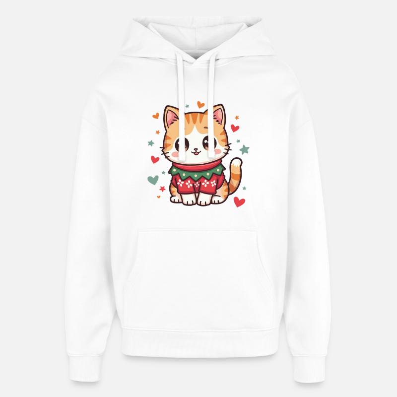 Chat de Noël - Sweat à capuche unisexe Stanley/Stella Oversized - blanc