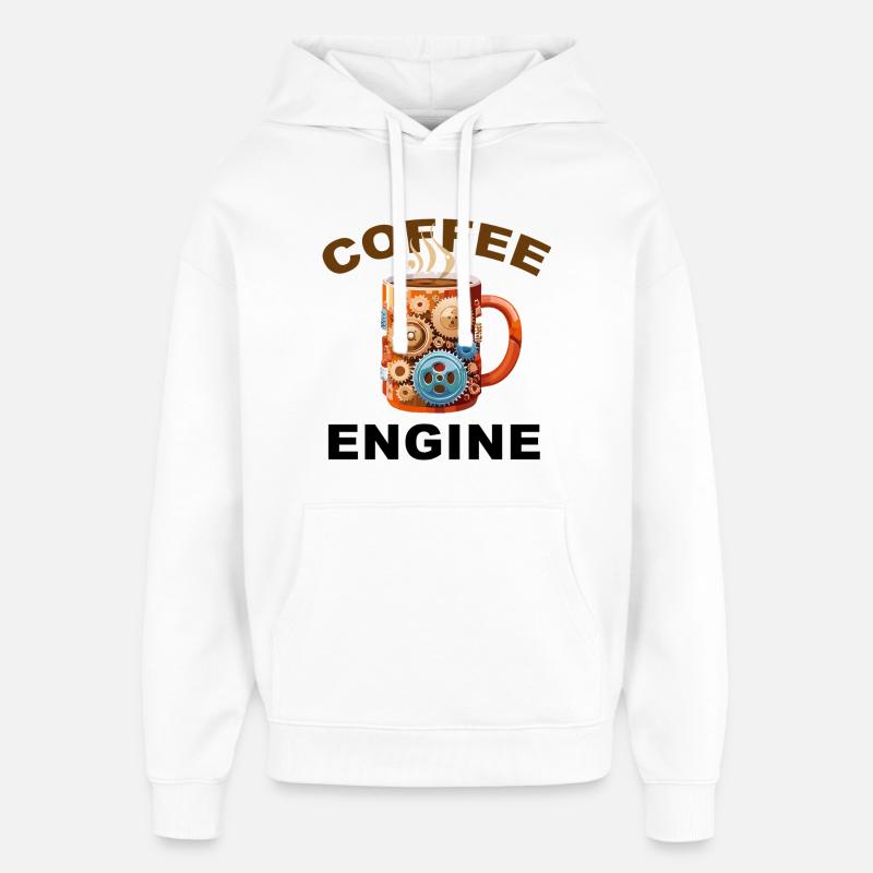 Moteur de Café - Café Drôle - Sweat à capuche unisexe Stanley/Stella Oversized - blanc