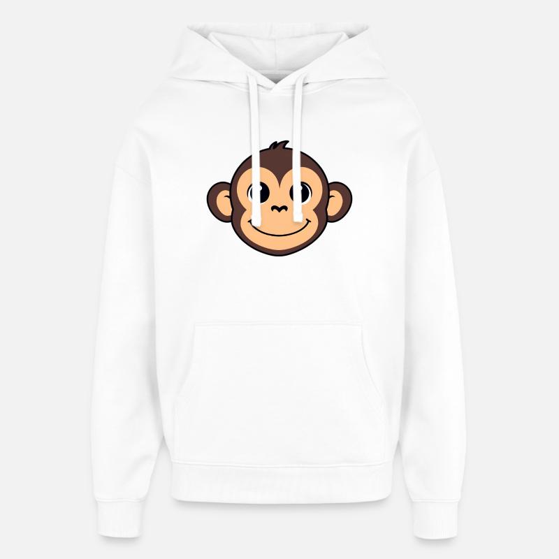 Dessin animé du singe joyeux - Sweat à capuche unisexe Stanley/Stella Oversized - blanc