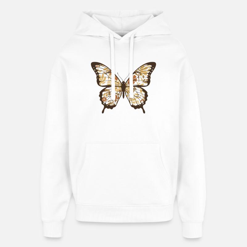 Papillon aux ailes de fleurs - Sweat à capuche unisexe Stanley/Stella Oversized - blanc