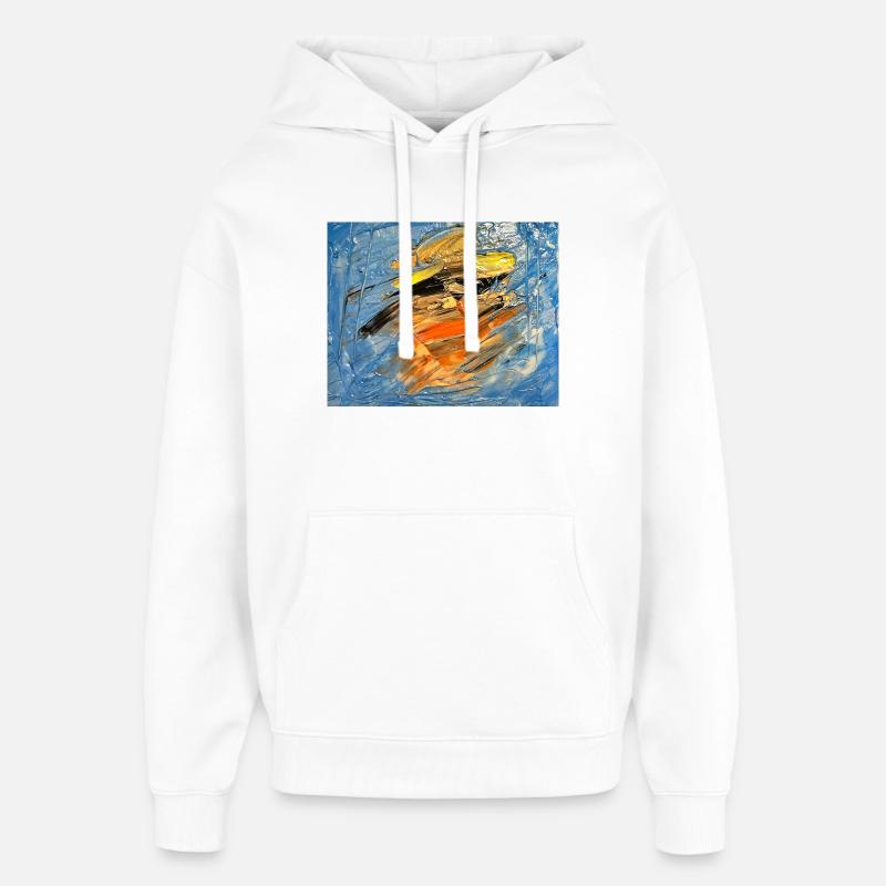 Blauer Farbwirbel im Orange - Oversized Unisex Hoodie von Stanley/Stella - Weiß