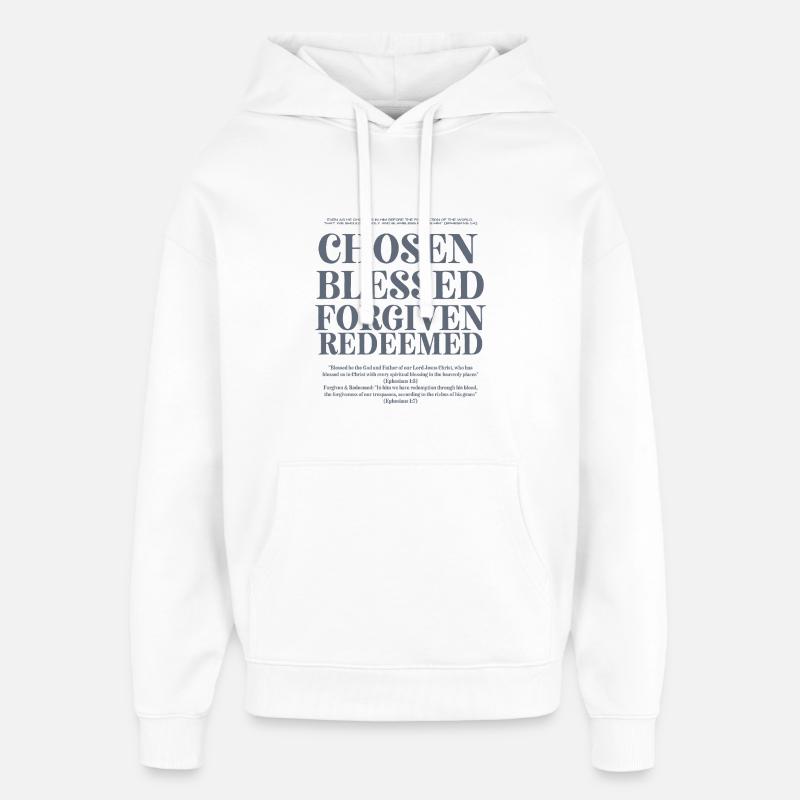 Élu Béni Pardonner Racheté - Sweat à capuche unisexe Stanley/Stella Oversized - blanc
