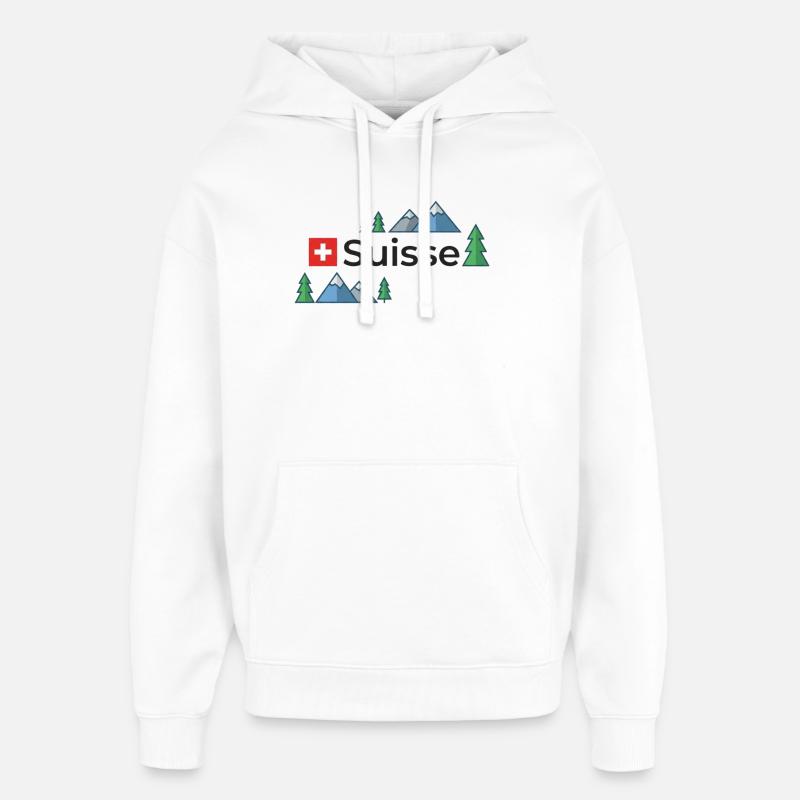 Suisse Suisse Suisse  - Sweat à capuche unisexe Stanley/Stella Oversized - blanc