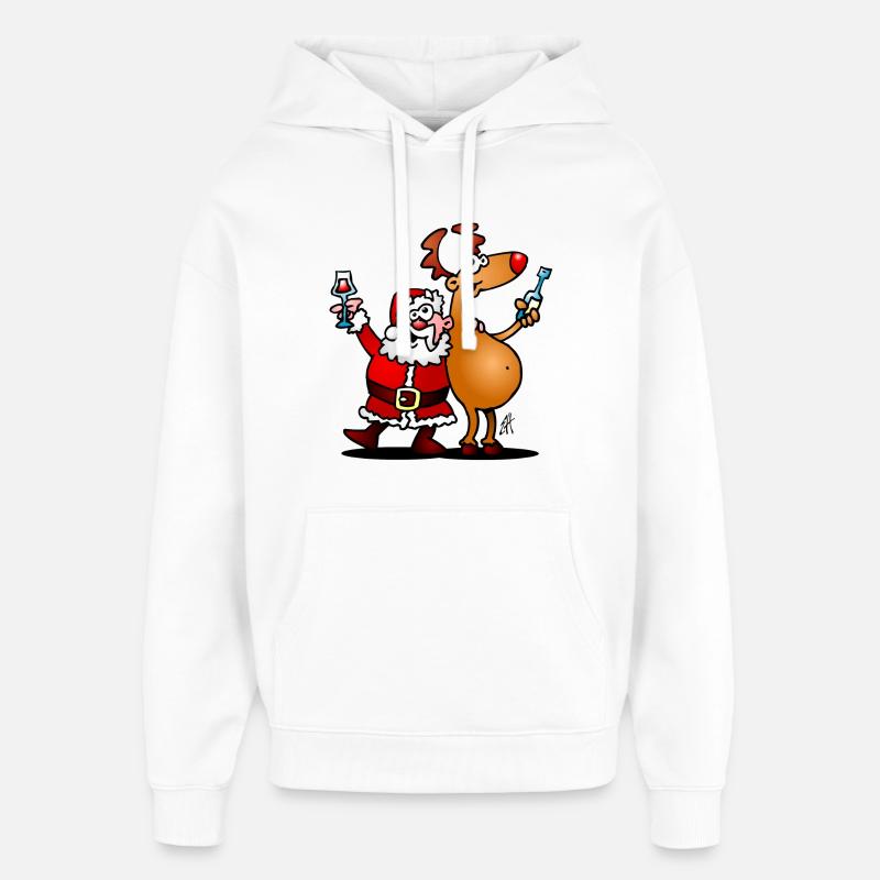 Père Noël et ses rennes - Sweat à capuche unisexe Stanley/Stella Oversized - blanc