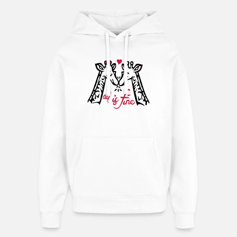Amour de girafe - Sweat à capuche unisexe Stanley/Stella Oversized - blanc