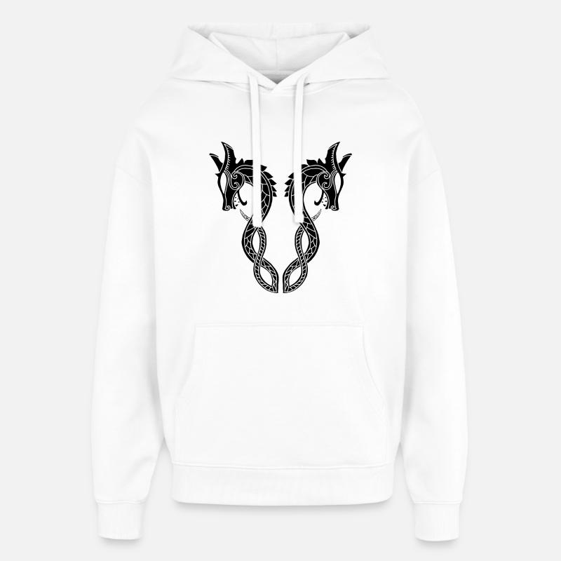 Dragon noir à deux têtes - Sweat à capuche unisexe Stanley/Stella Oversized - blanc
