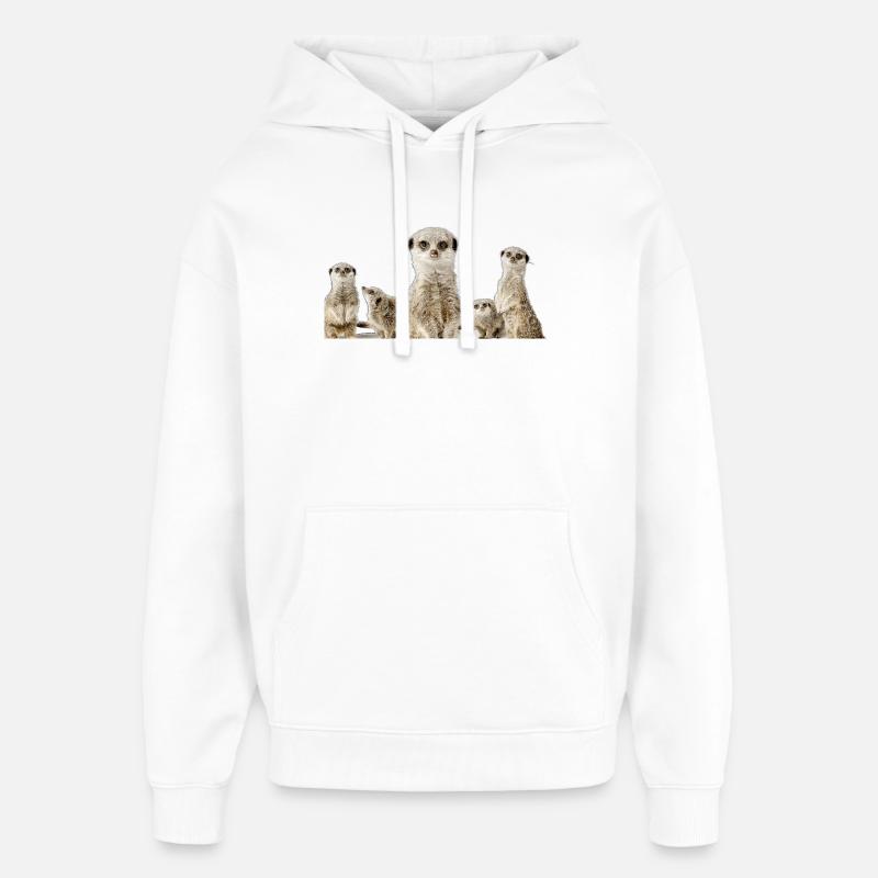 Famille de suricates - Sweat à capuche unisexe Stanley/Stella Oversized - blanc