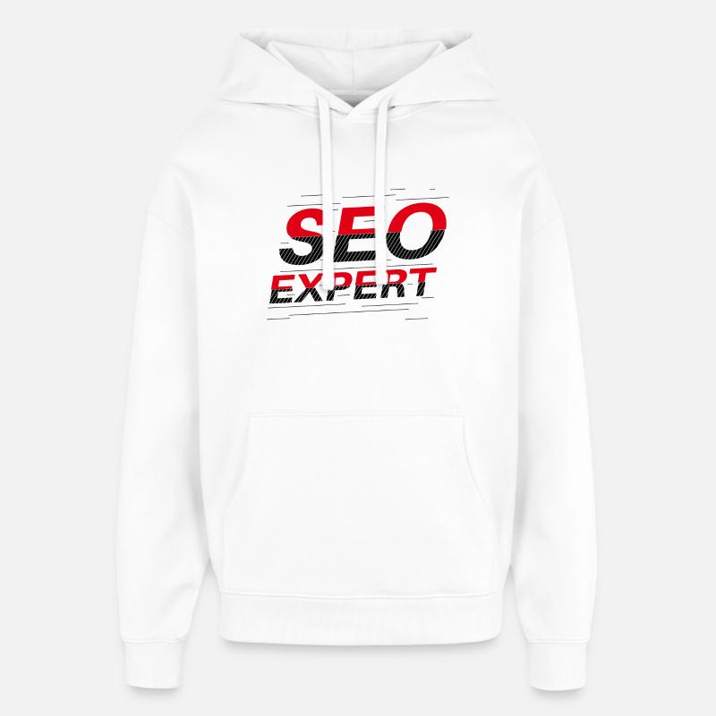 Expert SEO : Typographie abstraite - Sweat à capuche unisexe Stanley/Stella Oversized - blanc