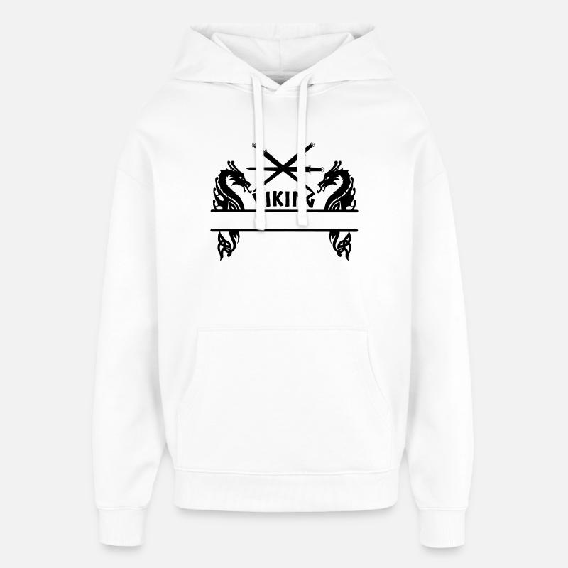 Viking Trois épées Deux dragons Viking - Sweat à capuche unisexe Stanley/Stella Oversized - blanc