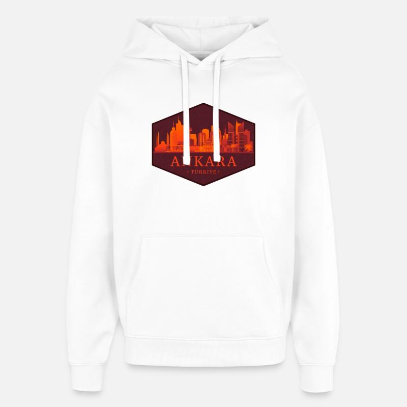Ankara Skyline Abzeichen - Oversized Unisex Hoodie von Stanley/Stella - Weiß