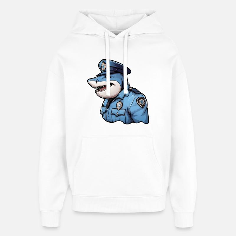 Requin policier - Sweat à capuche unisexe Stanley/Stella Oversized - blanc