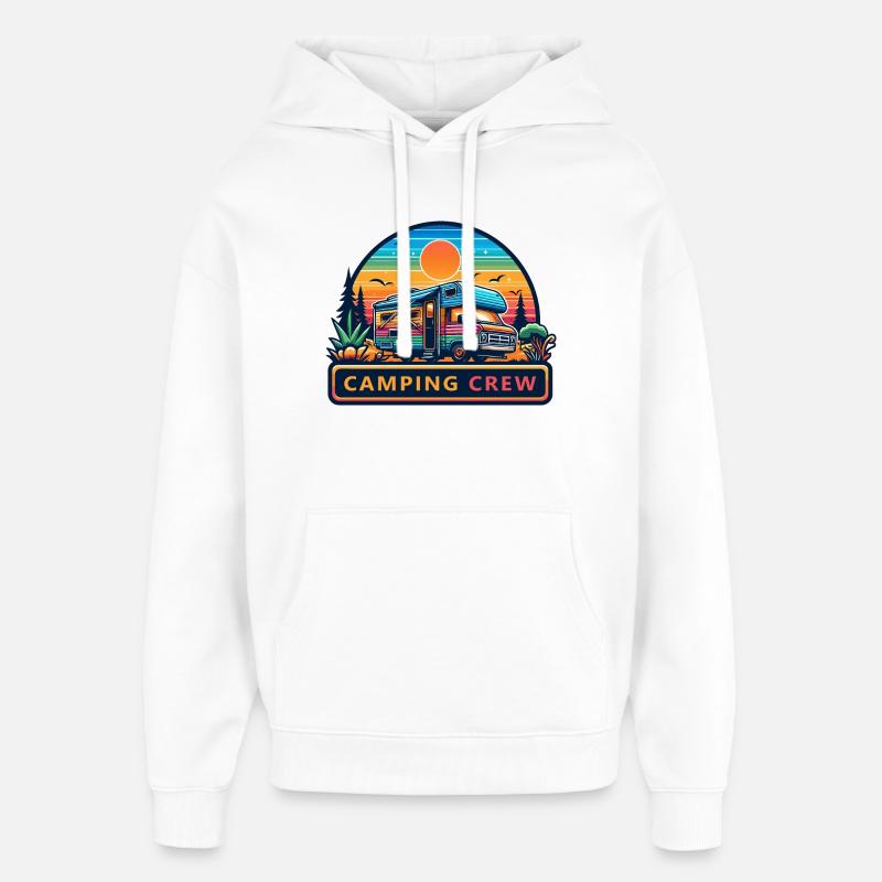 Rétro Sunset Camping RV Crew - Sweat à capuche unisexe Stanley/Stella Oversized - blanc
