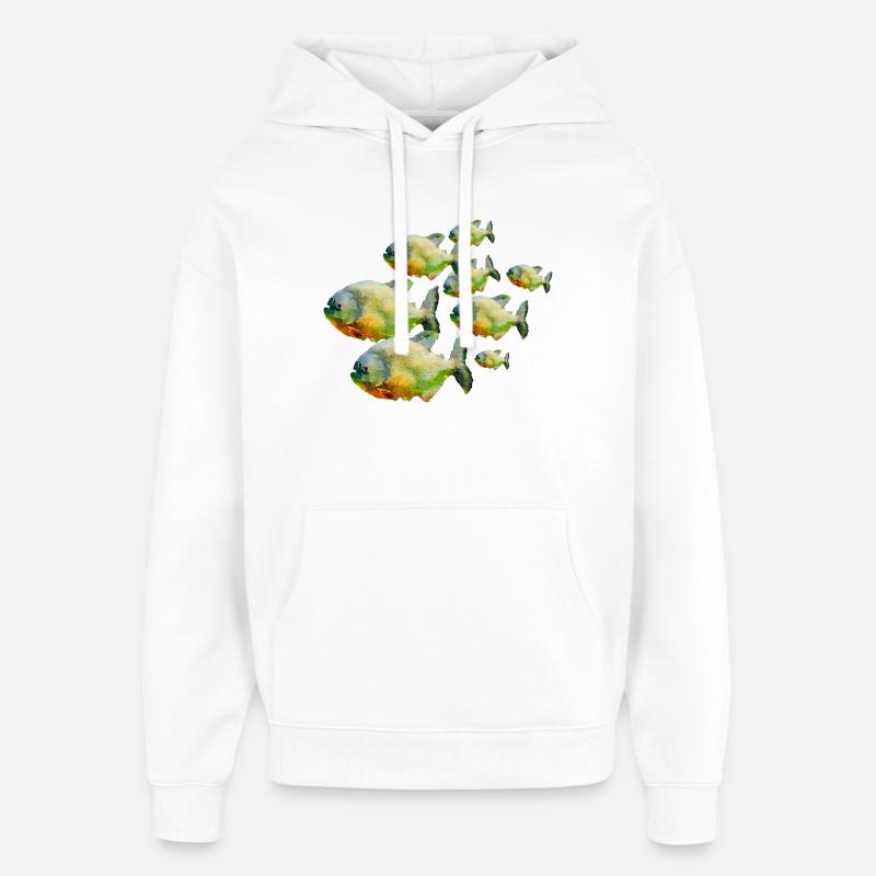 Poisson dans un banc - Sweat à capuche unisexe Stanley/Stella Oversized - blanc