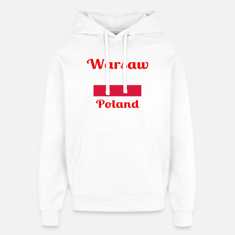 Varsovie, Pologne - Imprimés élégants - Sweat à capuche unisexe Stanley/Stella Oversized - blanc