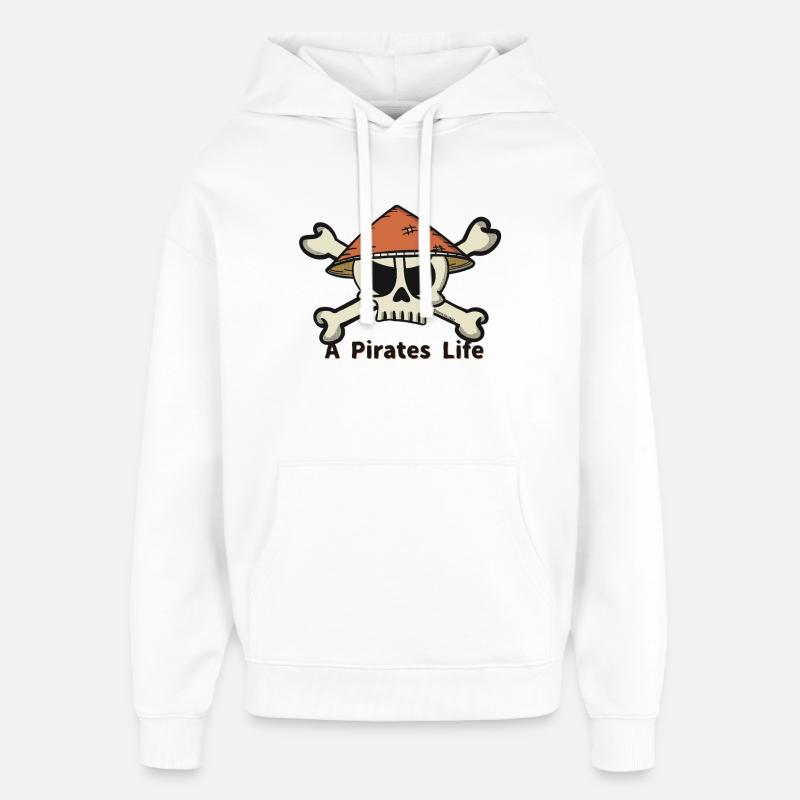 Un logo de Pirates Life - Sweat à capuche unisexe Stanley/Stella Oversized - blanc