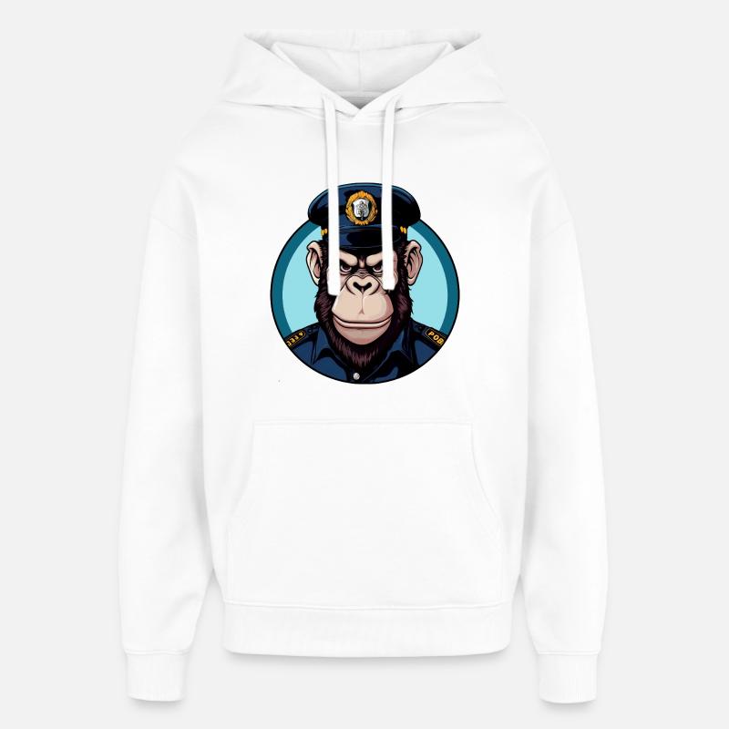 Singe policier - Sweat à capuche unisexe Stanley/Stella Oversized - blanc