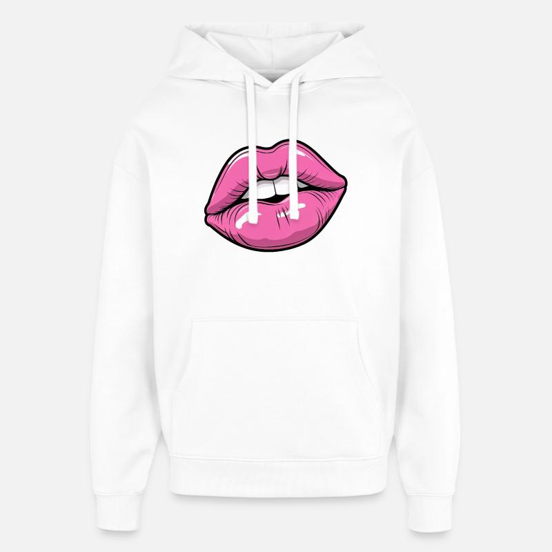 Lèvres Pop Art en Rose - Sweat à capuche unisexe Stanley/Stella Oversized - blanc