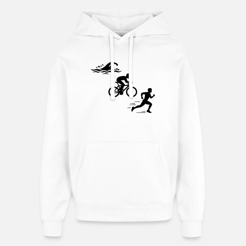 Triathlon Silhouette Triathlete - Sweat à capuche unisexe Stanley/Stella Oversized - blanc