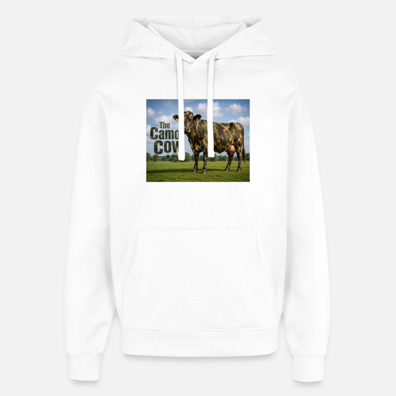 Vache camouflage dans la prairie - Sweat à capuche unisexe Stanley/Stella Oversized - blanc