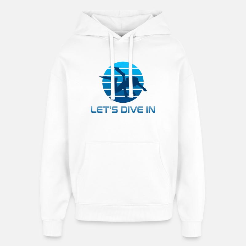 Silhouette de plongeur en rayures bleues - Sweat à capuche unisexe Stanley/Stella Oversized - blanc