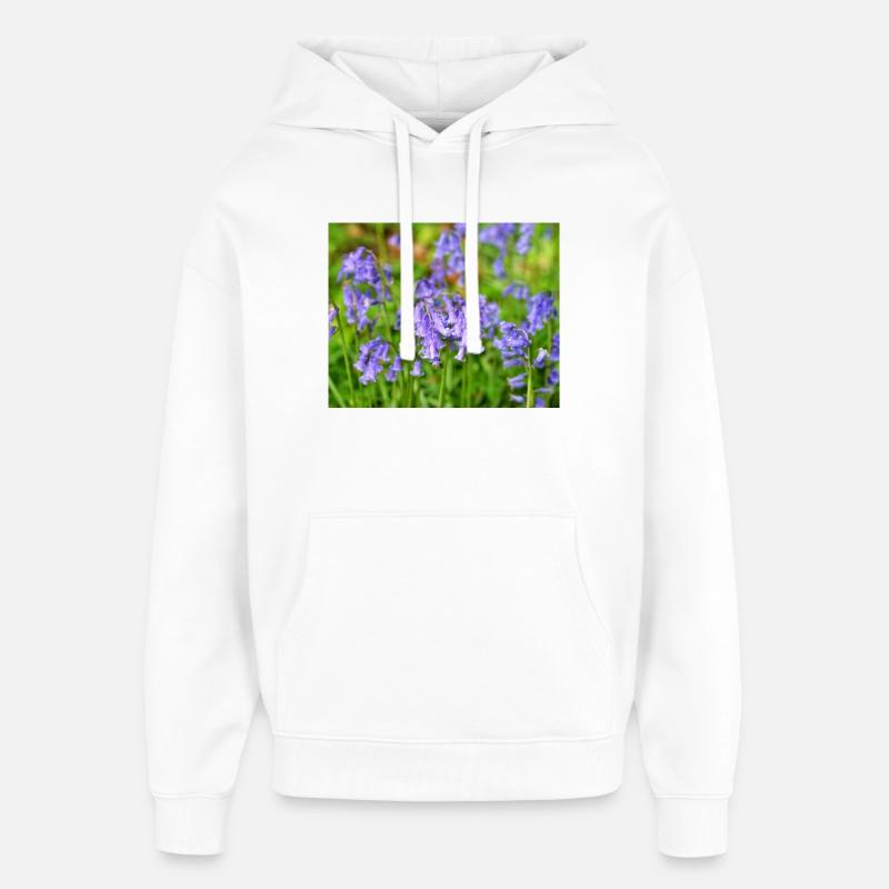 Jacinthes bleus - Floraison printanière violette - Sweat à capuche unisexe Stanley/Stella Oversized - blanc