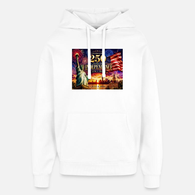 250 ans d’indépendance 1776-2026 - Sweat à capuche unisexe Stanley/Stella Oversized - blanc