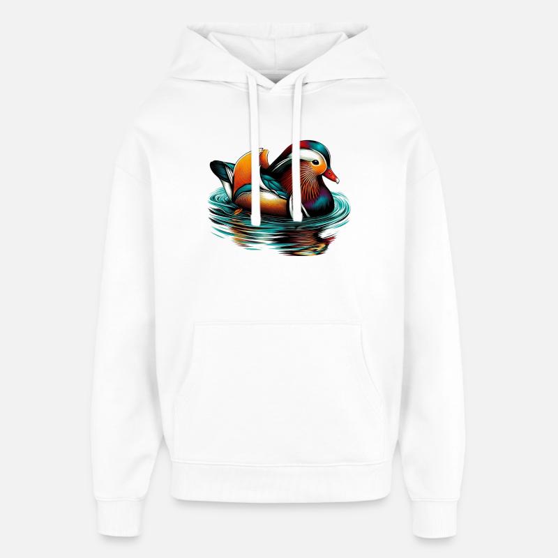 Canard mandarin - Sweat à capuche unisexe Stanley/Stella Oversized - blanc