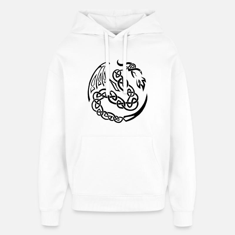 Dragon celte noir - Sweat à capuche unisexe Stanley/Stella Oversized - blanc