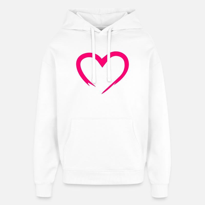 Conception de contour de coeur rose - Sweat à capuche unisexe Stanley/Stella Oversized - blanc