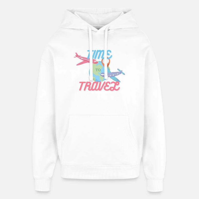 Il est temps de voyager - Sweat à capuche unisexe Stanley/Stella Oversized - blanc