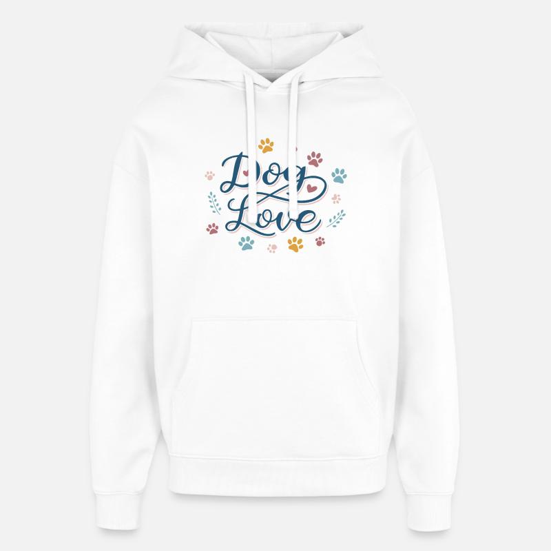 Dog Love Script Pastel Paw - Sweat à capuche unisexe Stanley/Stella Oversized - blanc