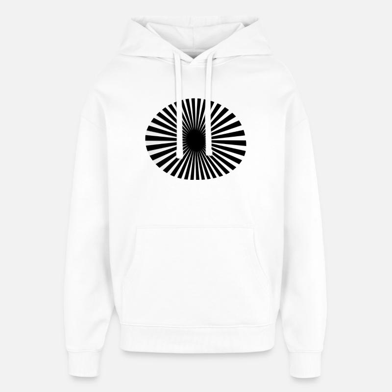 Rayons circulaires noir et blanc - Sweat à capuche unisexe Stanley/Stella Oversized - blanc