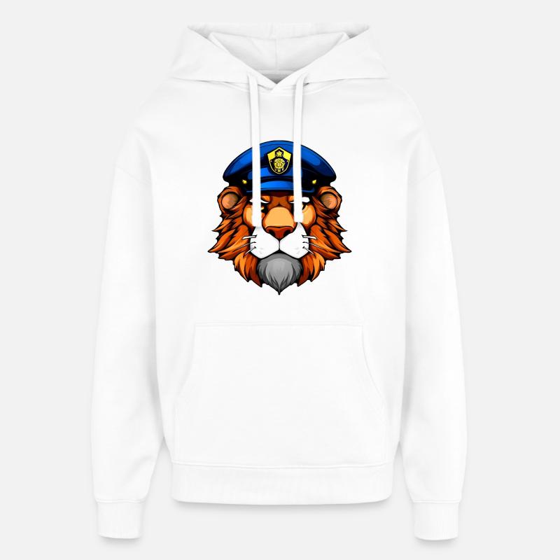 Polizei Löwe - Oversized Unisex Hoodie von Stanley/Stella - Weiß