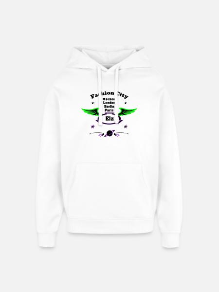 Fashion_City - Oversized Unisex Hoodie by Stanley/Stella - white