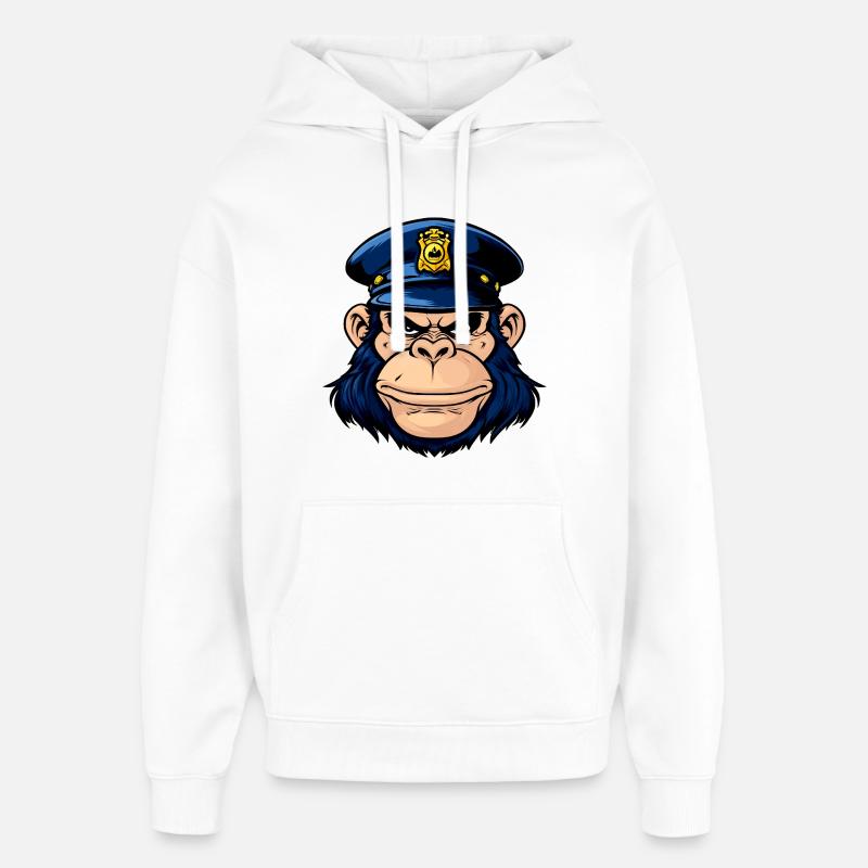 Singe policier - Sweat à capuche unisexe Stanley/Stella Oversized - blanc