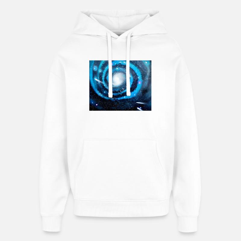 Galaxie bleue - Sweat à capuche unisexe Stanley/Stella Oversized - blanc
