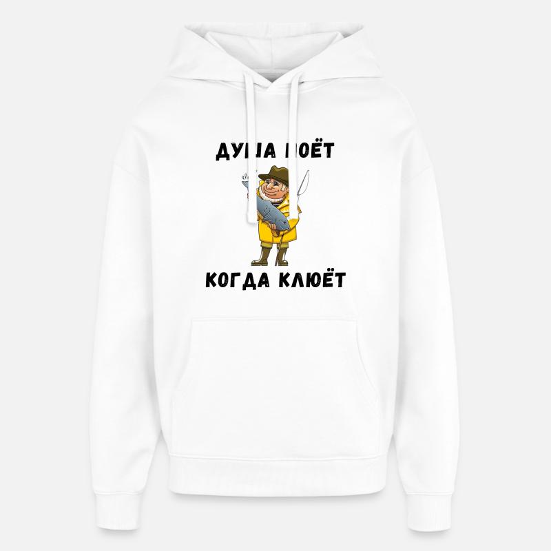 Fischer mit großer Forelle - Oversized Unisex Hoodie von Stanley/Stella - Weiß