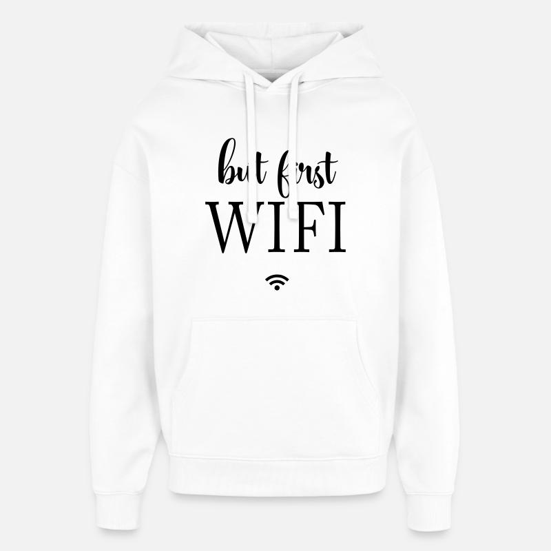 Black Surfaces Minimal Design - Oversized Unisex Hoodie by Stanley/Stella - white