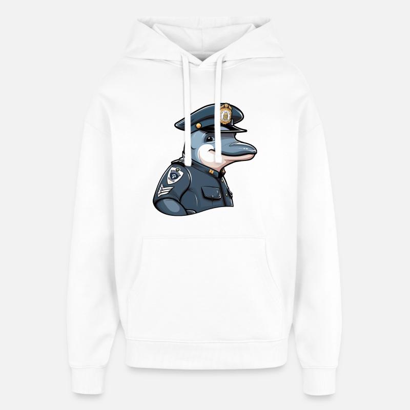 Police des dauphins - Sweat à capuche unisexe Stanley/Stella Oversized - blanc