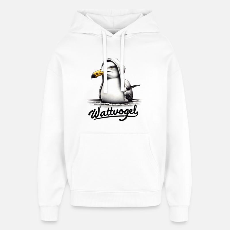 Wattvogel Coole Möwe mit Kapuze - Oversized Unisex Hoodie von Stanley/Stella - Weiß