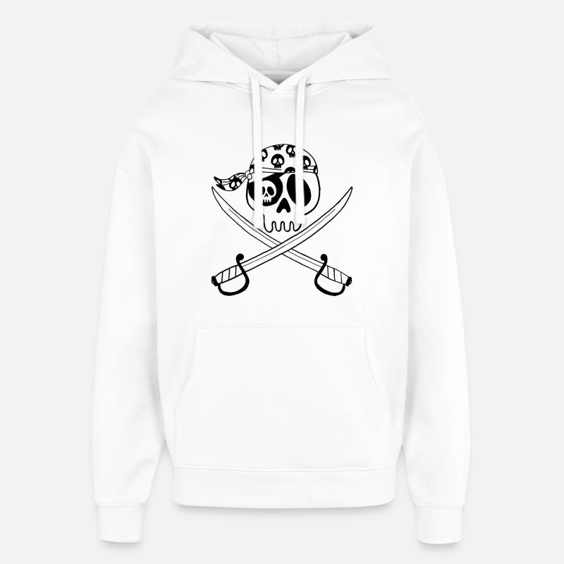 Tête de mort pirate (noir) - Sweat à capuche unisexe Stanley/Stella Oversized - blanc